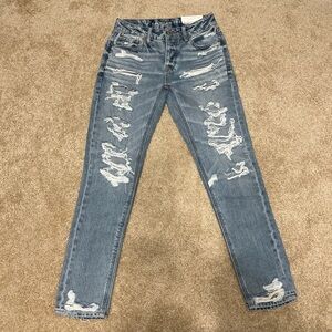 American Eagle Outfitters Ripped Blue Boyfriend Jeans